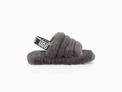UGG Fluff Yeah Big Kids Slides Charcoal/ Deep Grey - AU 649GW